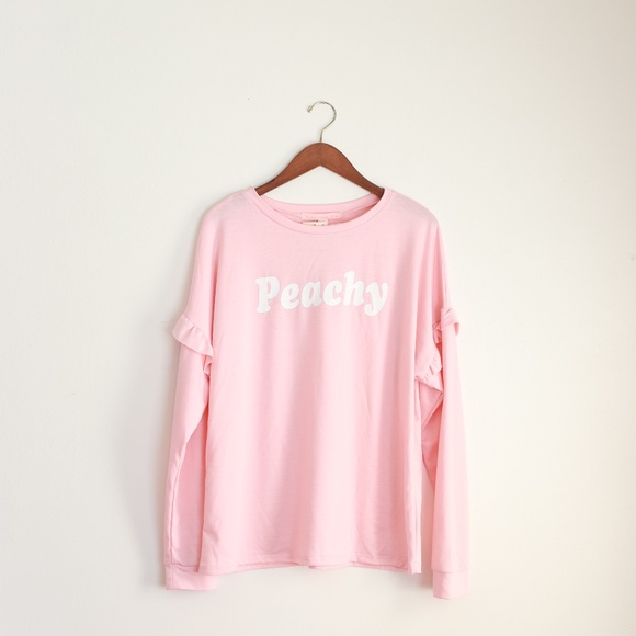 Rebellious One Tops - NEW! REBELLIOUS ONE Juniors' Peachy Graphic Ruffle